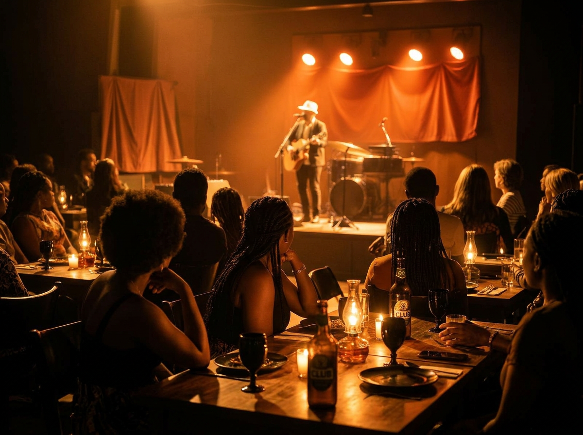 Live band performing under warm stage light